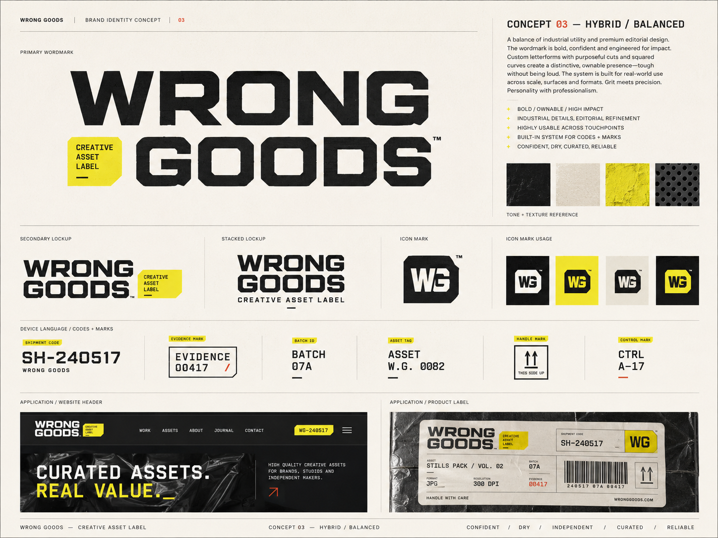 Wrong Goods brand system concept board